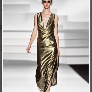 Diane Von Furstenberg Gold Metallic Dress, Size 8